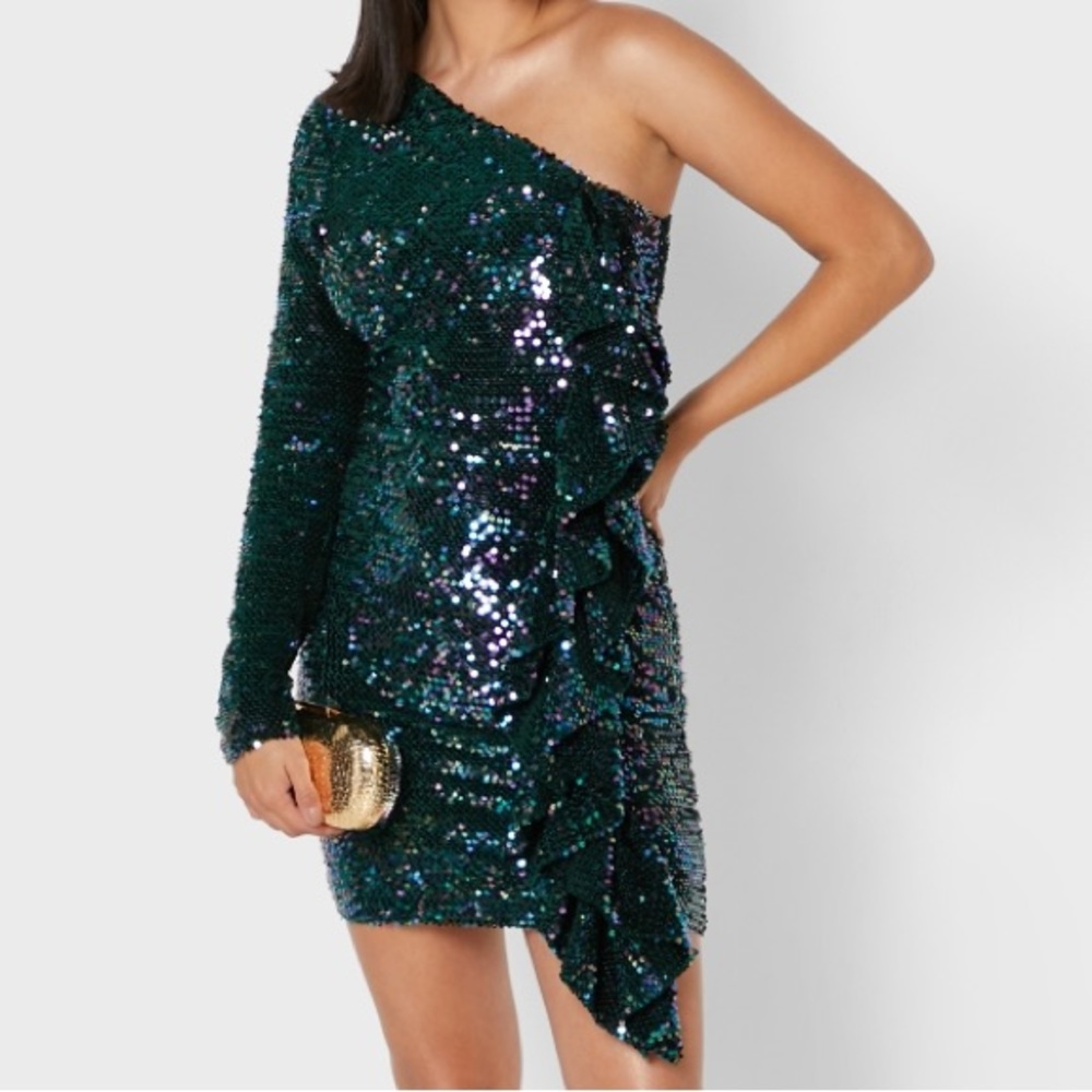 Worn Once, Lavish Alice, Sequin One Shoulder Cocktail Dress (Size US 2)